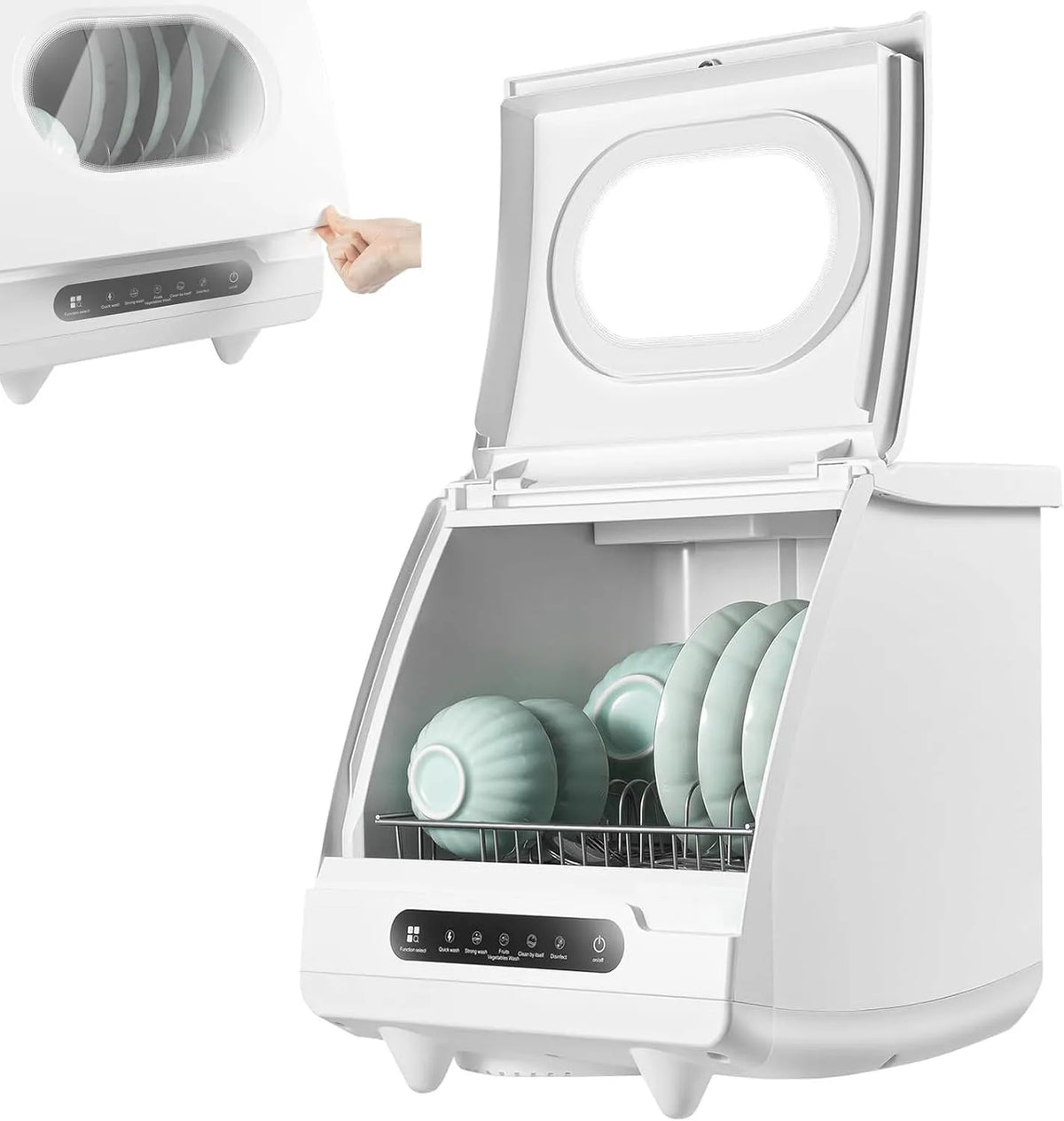 Vaatwasser, digitaal display, automatische werking, 800W draagbare aanrecht, mini automatische afwasmachine met 4 wasprogramma's display, compacte s