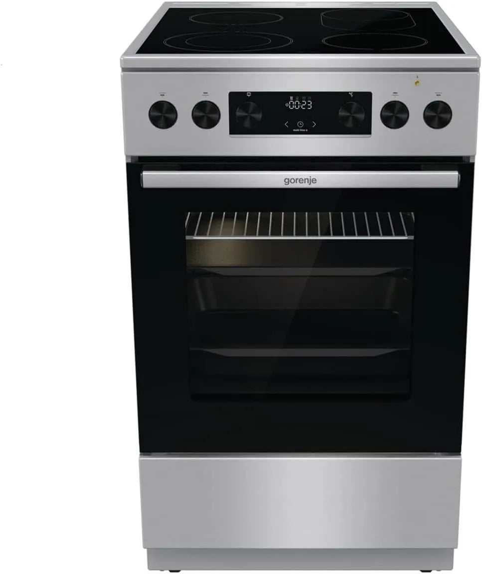 Gorenje GECS5C70XPA keramische kookplaat, 50 cm, stoomfunctie, Elektrische standfornuis met, snelle opwarming