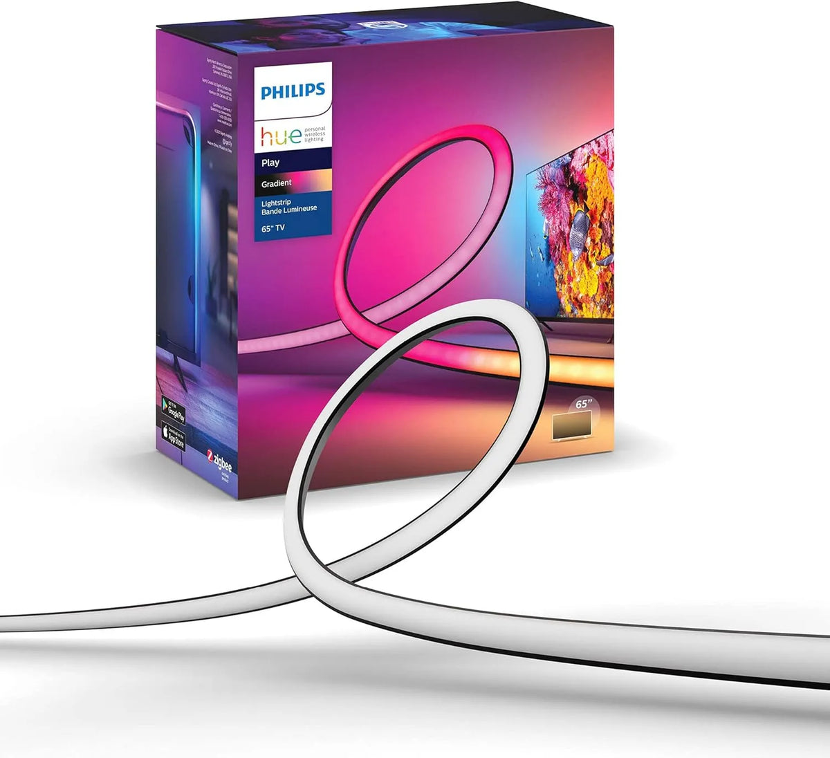 Philips, 65 inch, Bluetooth-connectiviteit, Hue Play Gradient Ledstrip, Lightstrip: Voor 65 inch TV, Wit en Gekleurd Licht