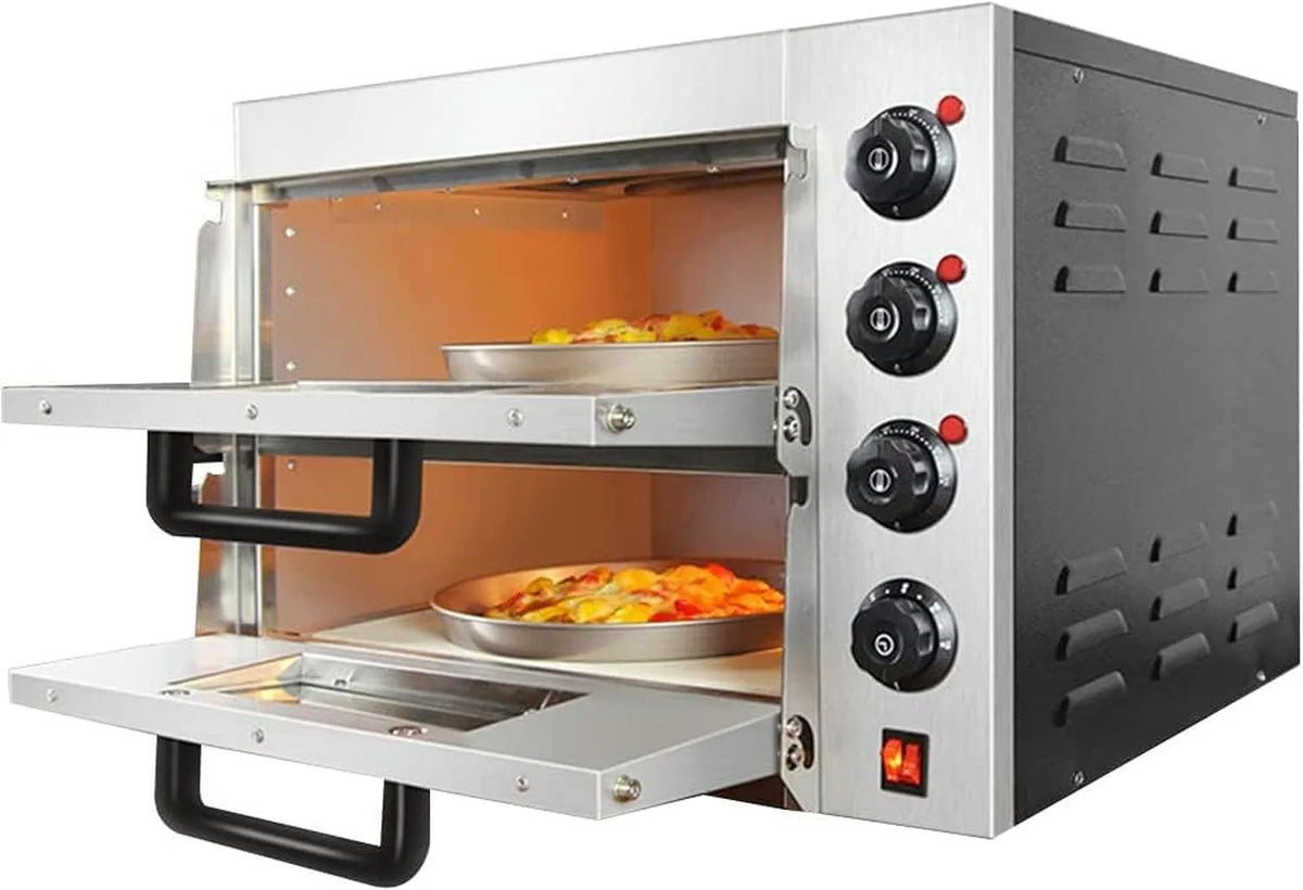 Elektrische oven, timer, Commerciële dubbele bak, professionele oven broodrooster met timer broodbakmachine, keukenbakkerij keukenmachine