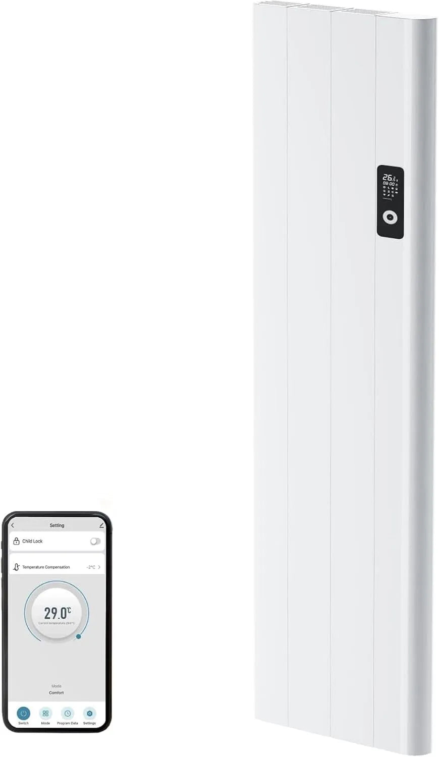 Elektrische verwarming, 1000 W, wifi-bediening, stille werking, wifi-functie, platte radiator, detectie van open ramen