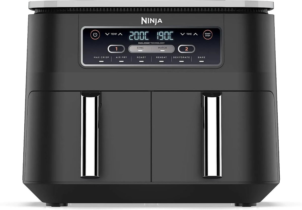 Ninja AF300EU airfryer, bereiding zonder toegevoegd frituurvet, Foodi Dual Zone Digitale, Zwart