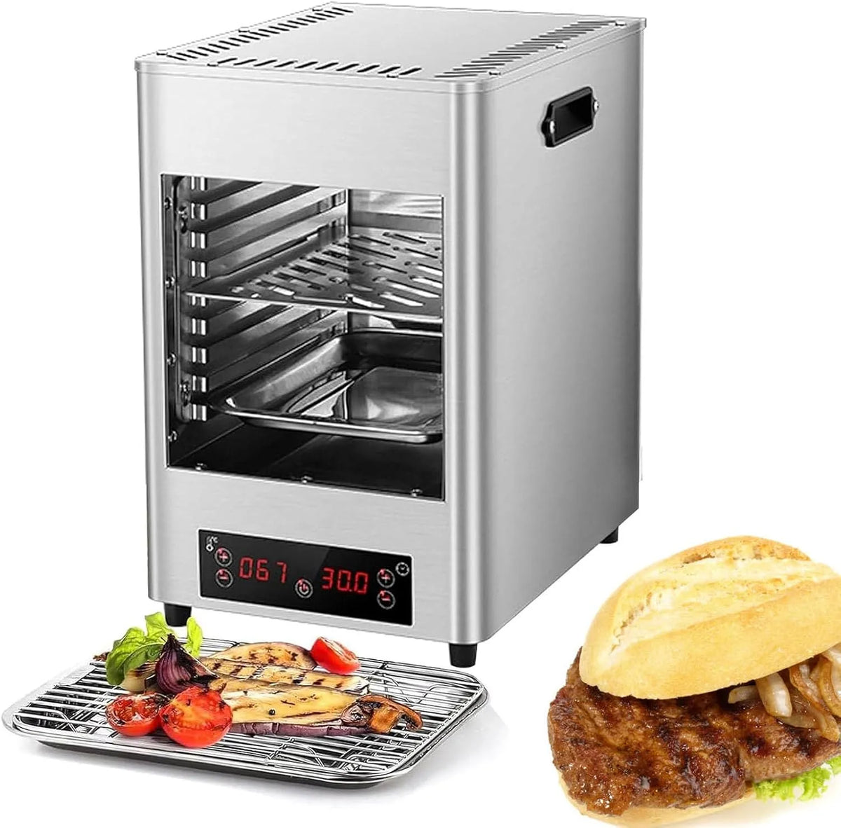 Elektrische oven, 1700W, 1700W Smart Touch Screen Steak Grill Oven, Commerciële Tafelmodel Steak Searer, 5min Snel Voorverwarmen