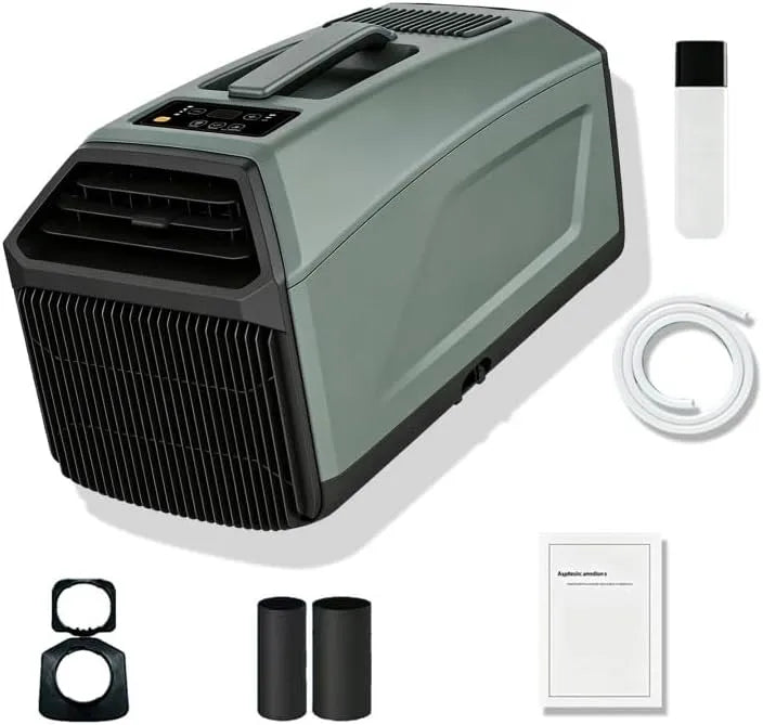 Camping Airco Legergroen, 5000 BTU, Draagbare Airconditioning 5000 BTU voor Tent, Mobiel Koelsysteem 400W met Dubbele Slang