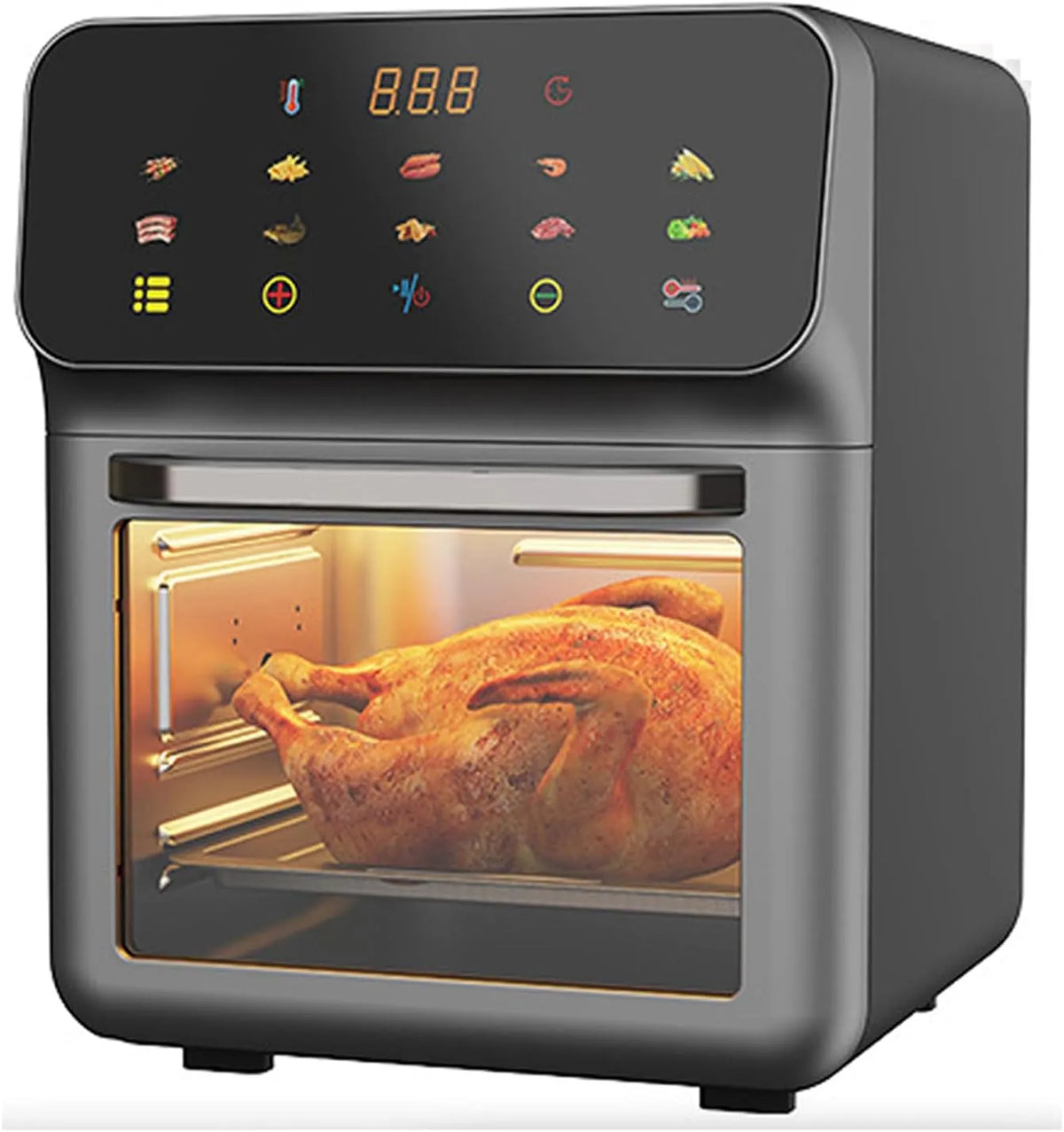 Airfryer, timer, heteluchtfunctie, multifunctionele heteluchtoven, intelligente temperatuurregeling 80-200 °C, slimme timer 0-60 minuten