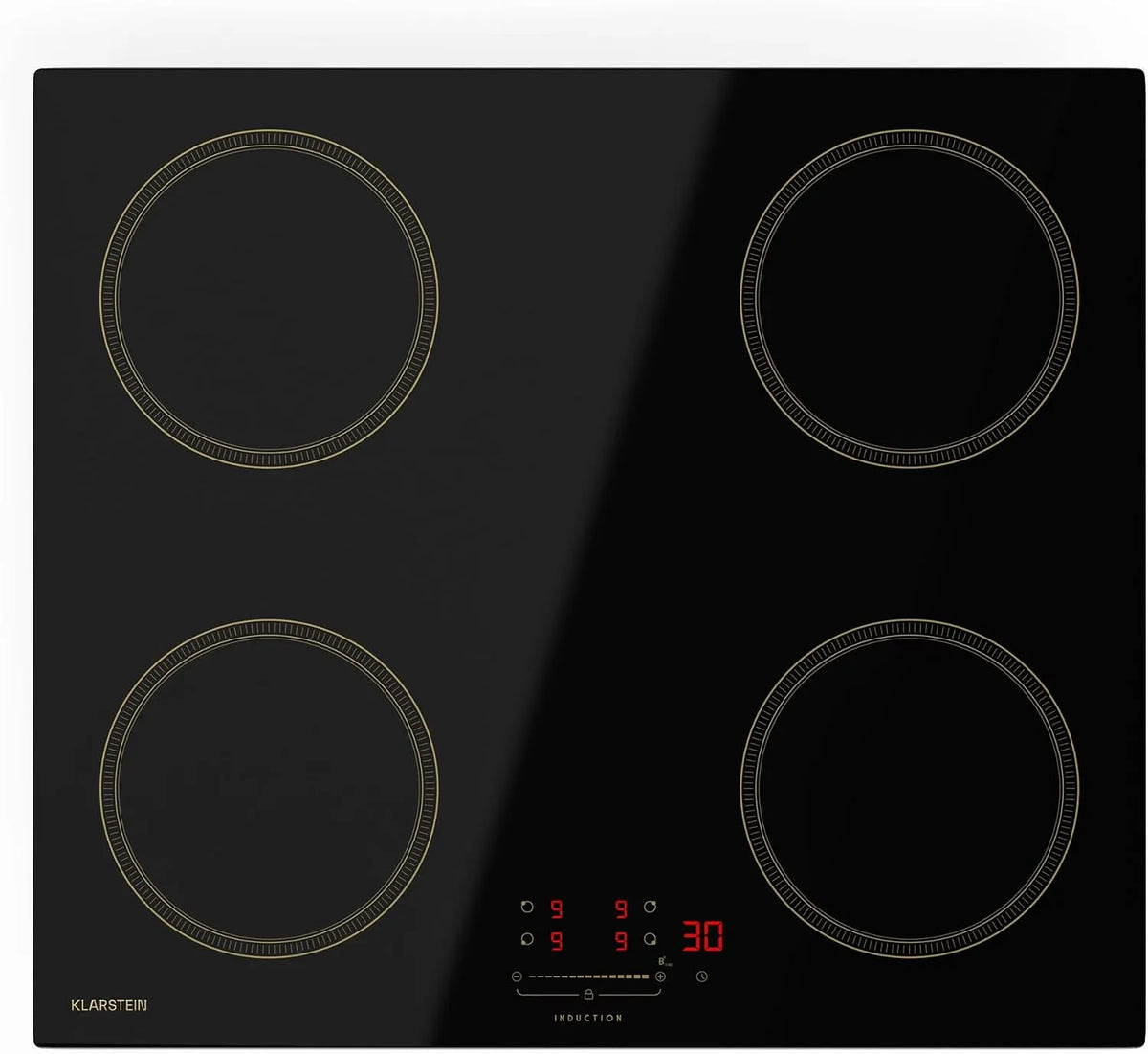 Klarstein inductiekookplaat, 7000 W, 59 cm, 4 zones, timer, Victoria 7000 W, inbouw met 4 zones, restwarmte-indicatie