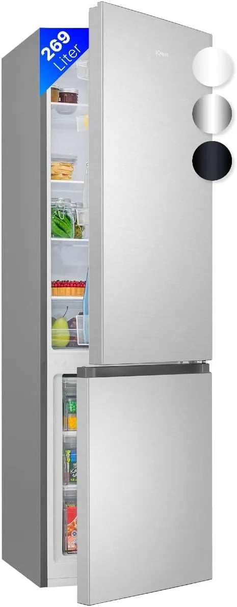 Bomann koel-vriescombinatie, 269 l, 198 l, 39 dB, stille werking, omkeerbare deur, Koelvriescombinatie, verwisselbare deuraanslag, 55,8 cm