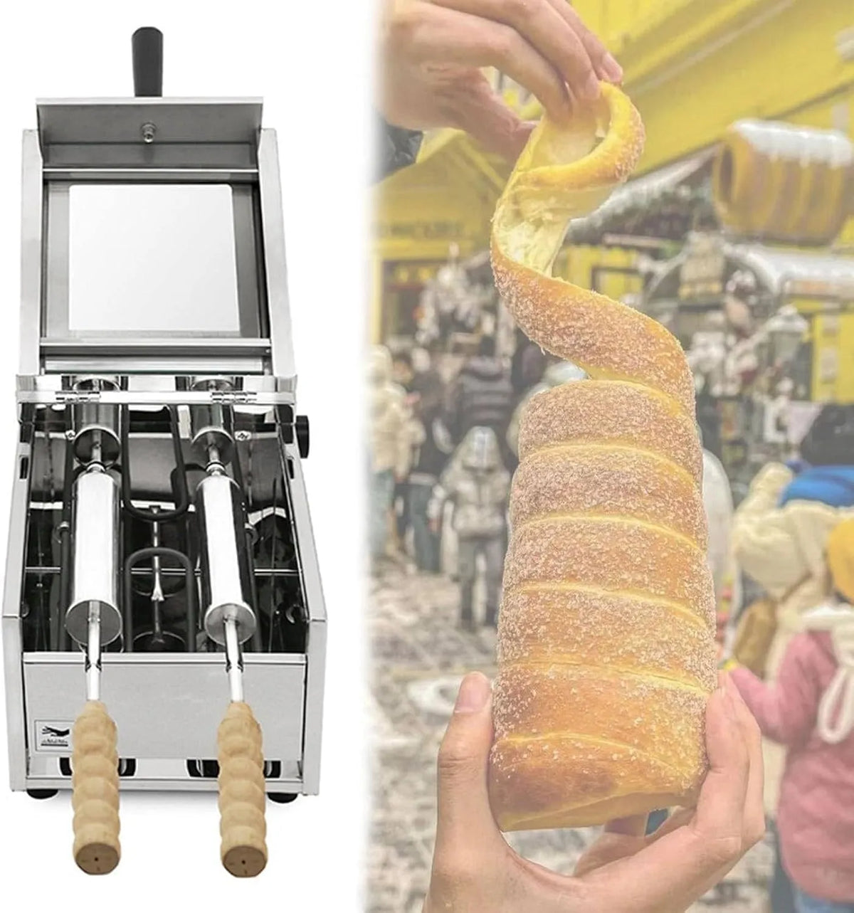 Elektrische oven, 1500W, roestvrijstalen behuizing, Commerciële Ijshoorntje Grillmaker met Instelbare Temperatuur 50-300°C, Huishoudkeuken en Feesten