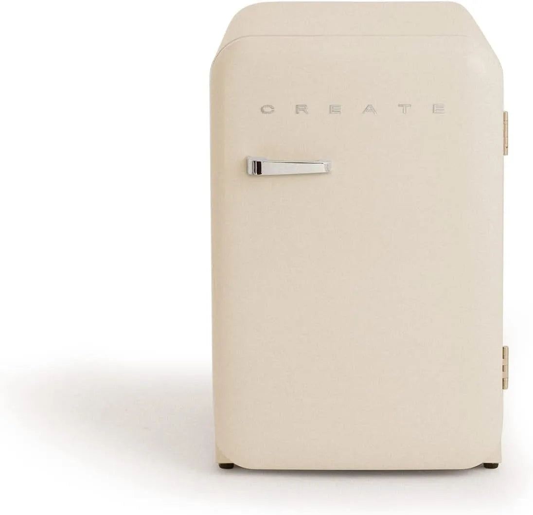 Koelkast, 83,5 cm, CREATE Retro 83,5 zilver, gebroken witte, zilveren handgreep/minibar