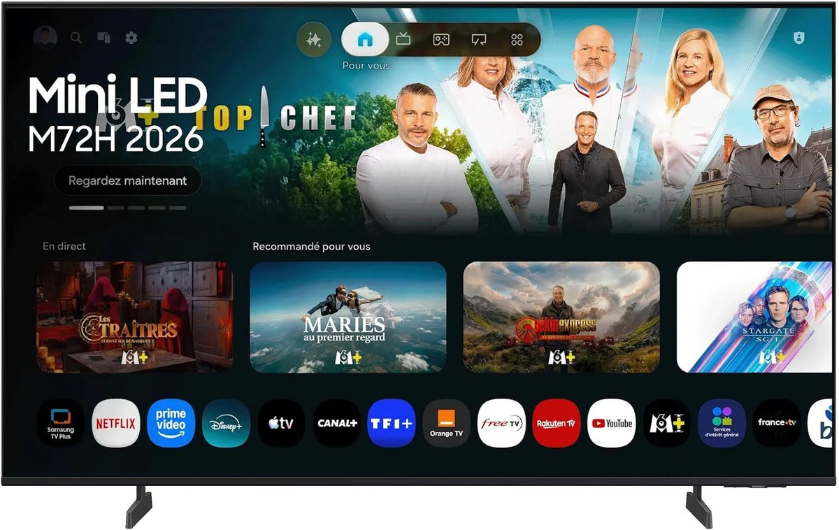 Samsung M72H Smart TV, 50 inch, Mini LED TV 50 inch 4K met IA, beeldscherm met netwerk- en multimediafuncties