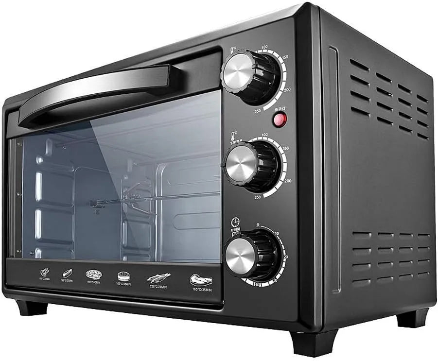 Elektrische oven, timer, Slimme mini-oven met temperatuurregeling, 28L Minuten Timer 3 Verwarmingsmethoden Huishoudelijk Multifunctioneel 360 graden