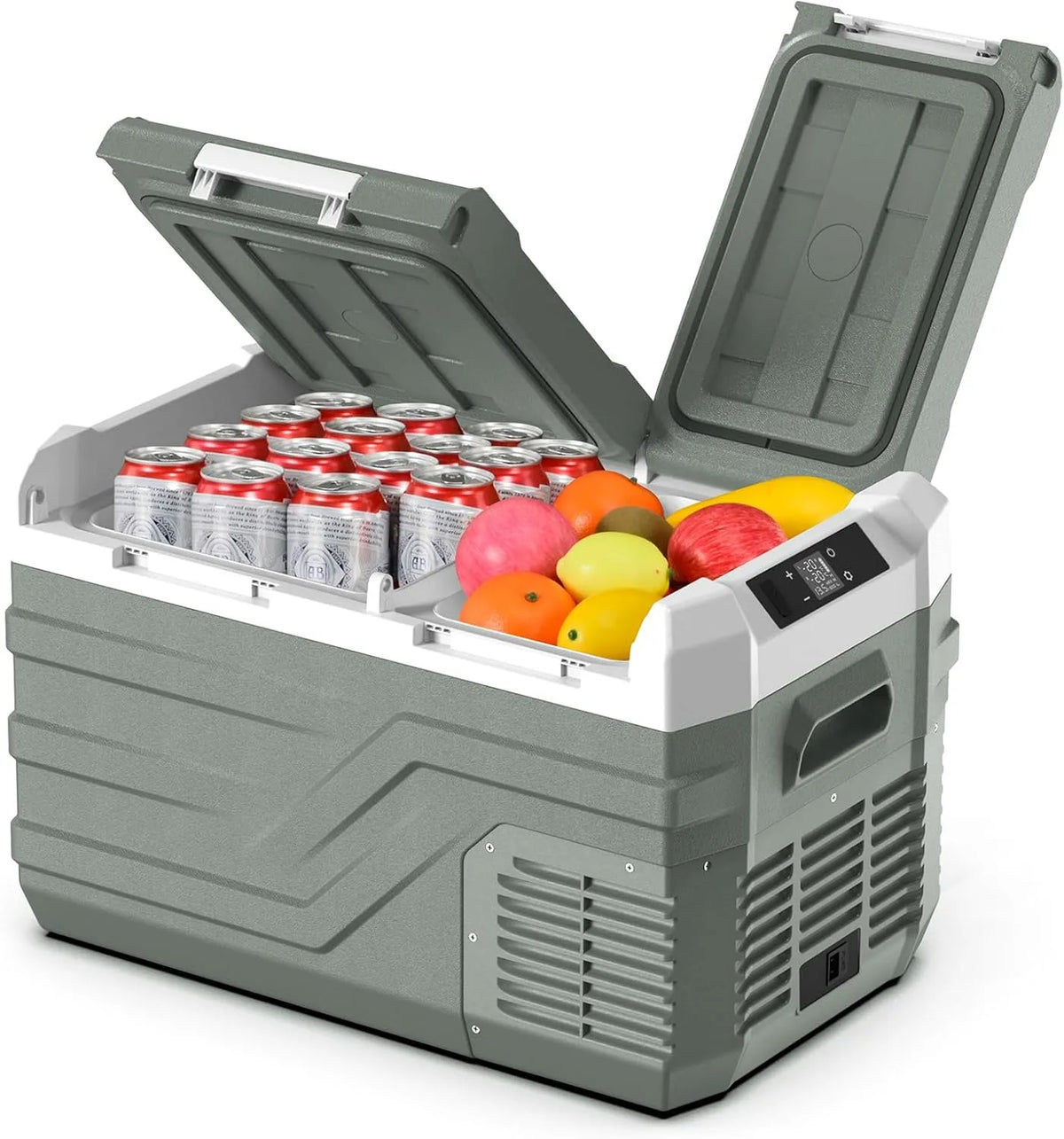 12V/24V 100-240V koelkast, Alpicool Auto Draagbare Vriezer 23L, 12V Koel-/Vriezer Dubbele Zone Elektrische Koelbox Draagbare voor Auto