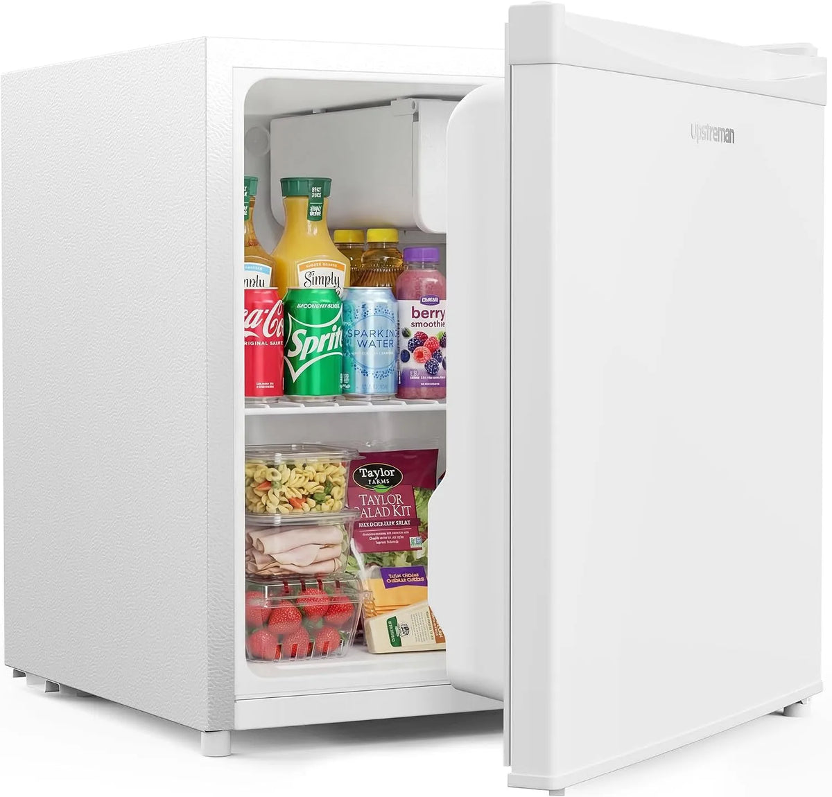 FR17 minikoelkast, stille werking, Upstreman Mini Koelkast met Vriesvak 46 L, Compacte Koelkast met Instelbare Thermostaat, Stil & Energiezuinig