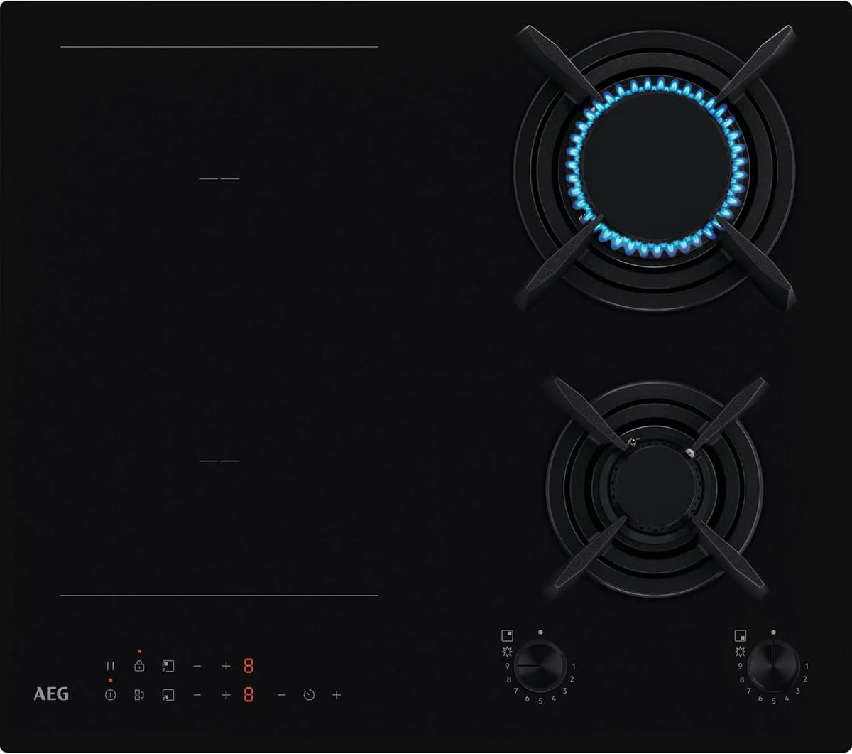 AEG HF704163NB kookplaat, 60 cm, 520 mm, 590 x 520 mm, 4 branders, Serie 8000, gemengde, StepPower-vlam, gietijzeren rooster