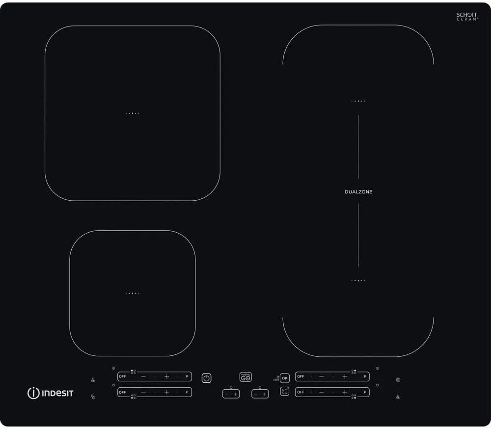 Indesit IB 65B60 NE inductiekookplaat, 59 cm, Zwart Ingebouwd 59 cm zones 4 zone