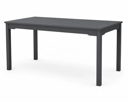Mesa de comedor de exterior rectangular de aluminio gris oscuro 160 cm x 90 cm x 74 cm con tablero de lamas