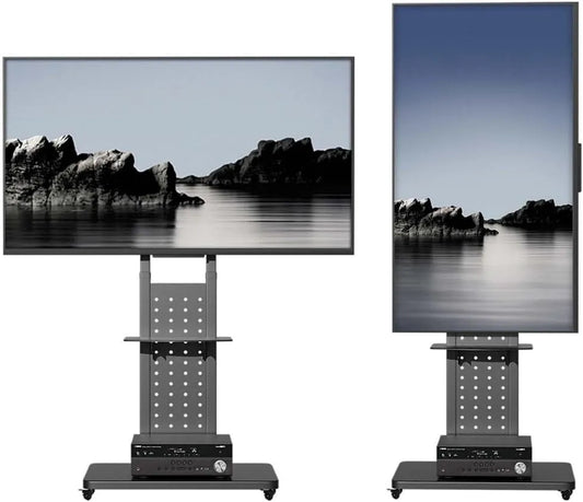 Tv-standaard, 50 kg, 65 inch, 160 cm, 400 mm, UNHO Vloer- op wielen, roterende verticale voor schermen van 32-65 inch, in hoogte verstelbaar