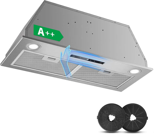 Afzuigkap, 72 cm, 3 snelheden, touchbediening, 3 snelheden en boosterfunctie, afzuiging en recirculatie