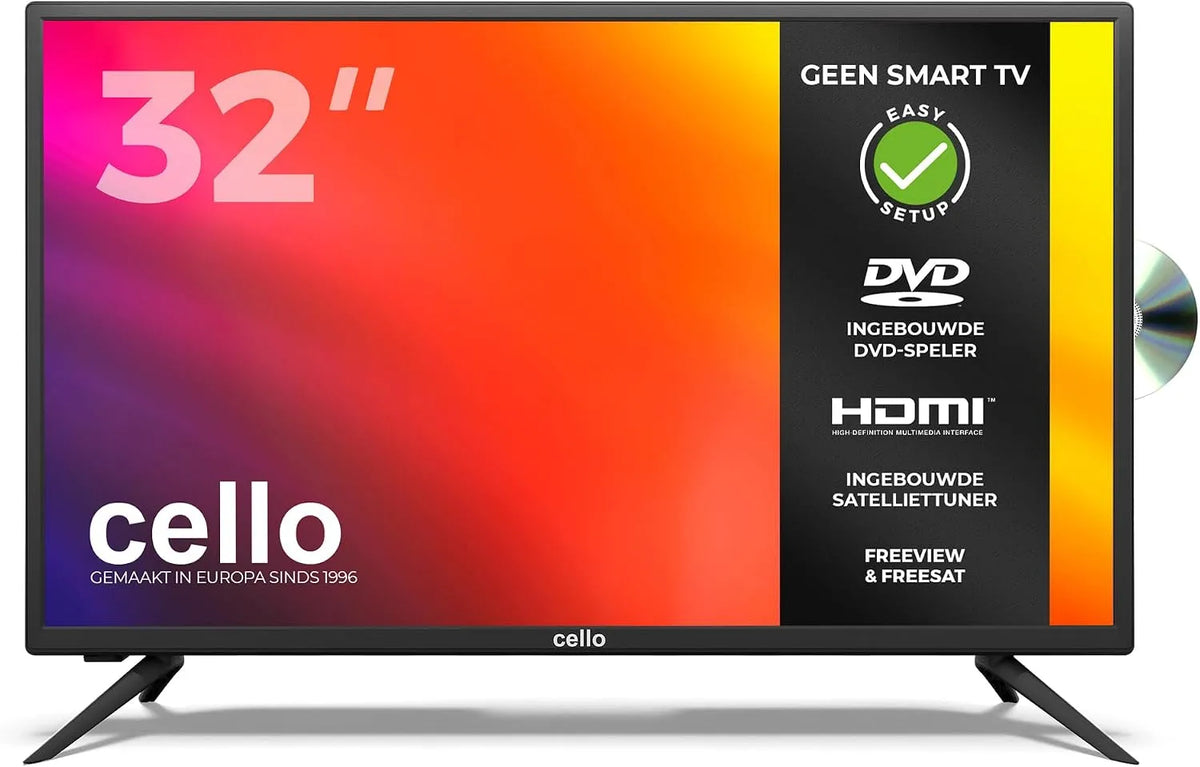 Cello C3220FDE 32-Inch HD-Ready LED-TV voorzien van Geïntegreerde DVD-Speler