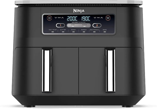 Ninja AF300EU airfryer, bereiding zonder toegevoegd frituurvet, Foodi Dual Zone Digitale, Zwart