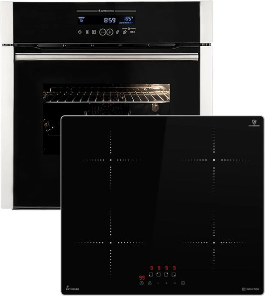 EB8016ED IH85900ED elektrische oven, Fornuis: 60cm Inbouw oven + 59cm Inductie kookplaat, Pizza functie, Hete lucht, Telescopische uittrekelementen