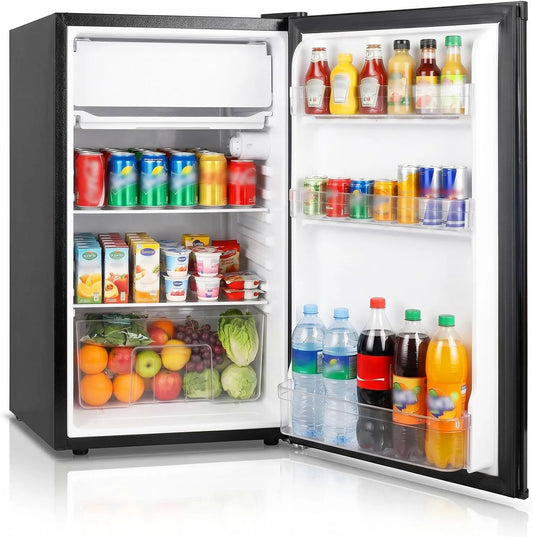 Minikoelkast, 7 standen, Mini koelkast met vriesvak 91L, enkele deur compacte koelkast met 7 standen thermostaat. Energiezuinig, voor kantoor