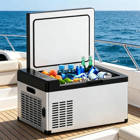 18.6L compressorkoelbox, 18,6 L, stille werking, 12 Volt Draagbare Koelkast 18,6 L, Compacte Autokoelkast met Vriesfunctie, Stille Koelbox voor SUV