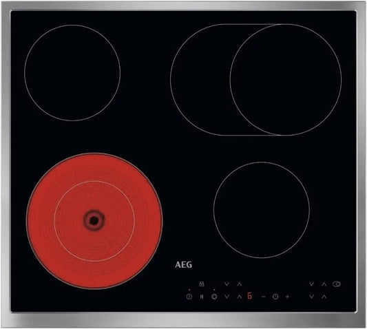AEG TN64RA06XB keramische kookplaat, Glas- 60cm, snel opwarmen, elektrische kookzones onder keramisch glas