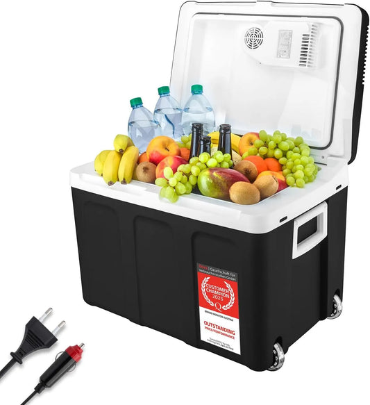 Koelbox, TZS First Austria, 45L elektrisch 12V 230V aansluiting voor auto & stekkerdoos, Thermo-elektrische Cool Box koelt & warmt, Voor kamperen