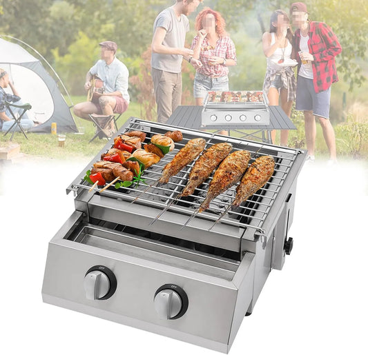 Tafelmodel Gasbarbecue, CommerciëLe Lpg-Barbecue, Werkt Op Aardgas, Voor Kleine CommerciëLe Evenementen Of Catering 2Burner