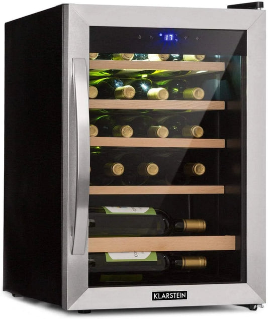 Klarstein C 40 wijnkoelkast, 40 dB, 48 cm, roestvrijstalen behuizing, digitaal display, Wijnkoeler Vinamour 19 Uno 19 fl./65 l 4-18° dB glas