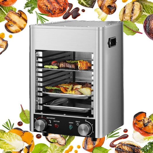 Broodrooster, 1700w, 10min, 5 min, Commerciële Broiler 1700w, Elektrische Kaassmelter, 10 Lagen Grill, 10min timing & 800°C temperatuuraanpassing