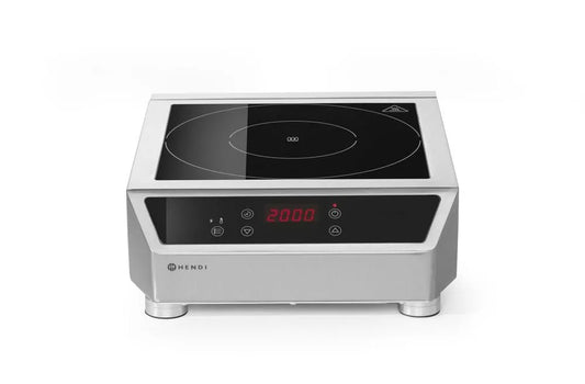 230V/3500W inductiekookplaat, 140mm, gehard glas, HENDI, voor pannen van ø140mm tot ø280mm, belasting tot 20kg, roestvast staal, 100mm